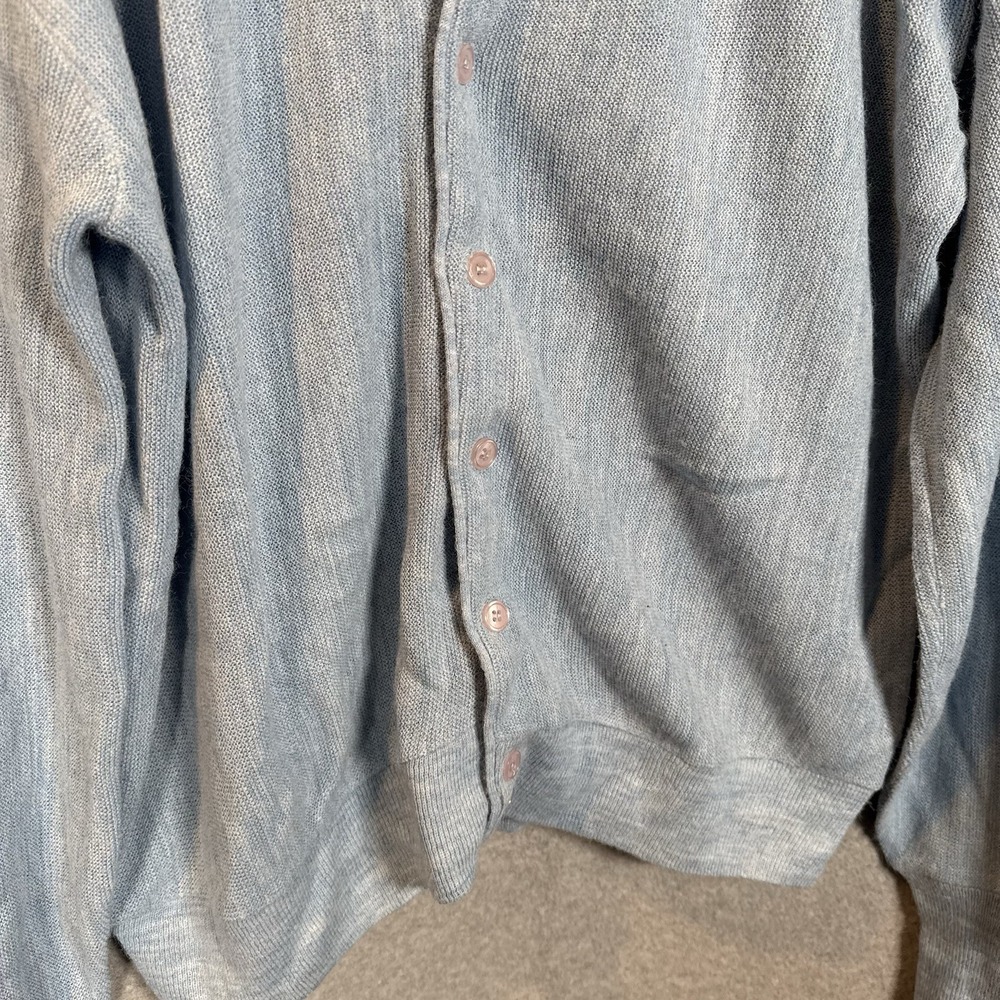 Vintage Jantzen Cardigan Size Large Mens Blue Knit Sweater Pure Wool Made In USA - Picture 6 of 11
